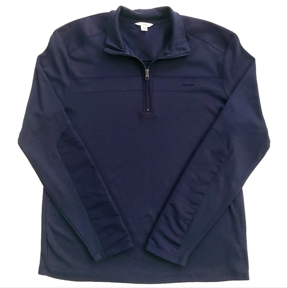 𝅺CALVIN Klein Navy Blue Quarter Zip Pullover Jacket - Picture 1 of 8